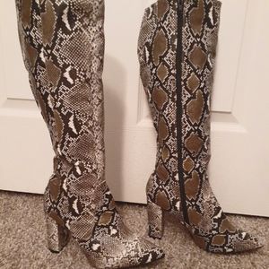 Snakeskin print boots